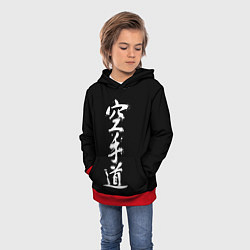 Толстовка-худи детская Белый символ карате граффити, цвет: 3D-красный — фото 2
