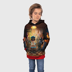 Толстовка-худи детская Сердитый кот, цвет: 3D-красный — фото 2