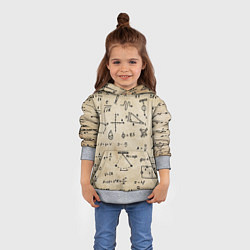 Толстовка-худи детская Научные формулы на старой бумаге, цвет: 3D-меланж — фото 2