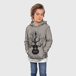 Толстовка-худи детская Разросшееся дерево гитара, цвет: 3D-белый — фото 2