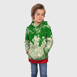 Толстовка-худи детская Абстракция в зелёных тонах, цвет: 3D-красный — фото 2