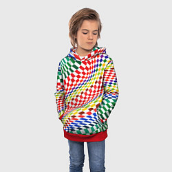 Толстовка-худи детская Разноцветная оптическая иллюзия, цвет: 3D-красный — фото 2