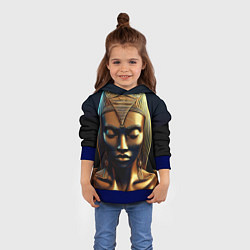 Толстовка-худи детская Нейросеть - золотая статуя египетской царицы, цвет: 3D-синий — фото 2