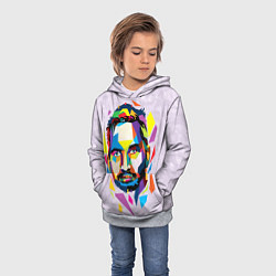 Толстовка-худи детская Портрет Тома Харди в геометрическом стиле, цвет: 3D-меланж — фото 2