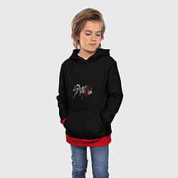 Толстовка-худи детская Stray Kids white logo, цвет: 3D-красный — фото 2