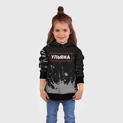 Толстовка-худи детская Ульяна - в красной рамке на темном, цвет: 3D-черный — фото 2