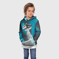 Толстовка-худи детская Happy New Year-заяц, цвет: 3D-белый — фото 2