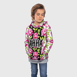 Толстовка-худи детская Анна в цветах, цвет: 3D-меланж — фото 2
