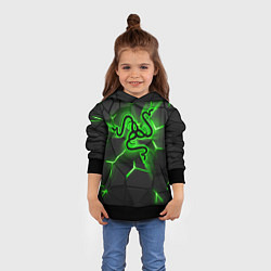 Толстовка-худи детская Razer neon logo, цвет: 3D-черный — фото 2