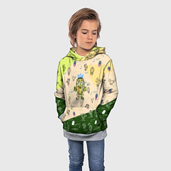 Толстовка-худи детская Кактус и кактусы, цвет: 3D-меланж — фото 2