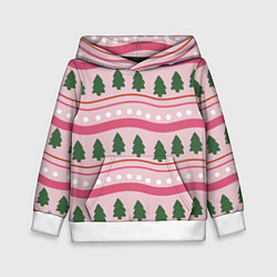 Толстовка-худи детская Новогодний свитер: розовый, цвет: 3D-белый