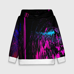 Толстовка-худи детская Фиолетовые линии и нейроны, цвет: 3D-белый