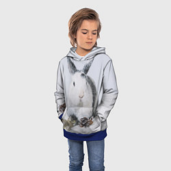 Толстовка-худи детская Кролик с шишками и игрушками, цвет: 3D-синий — фото 2