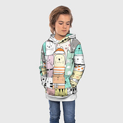 Толстовка-худи детская Котики и кошечки, цвет: 3D-белый — фото 2