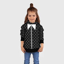 Толстовка-худи детская Уэнсдей Аддамс: униформа с черепами, цвет: 3D-черный — фото 2