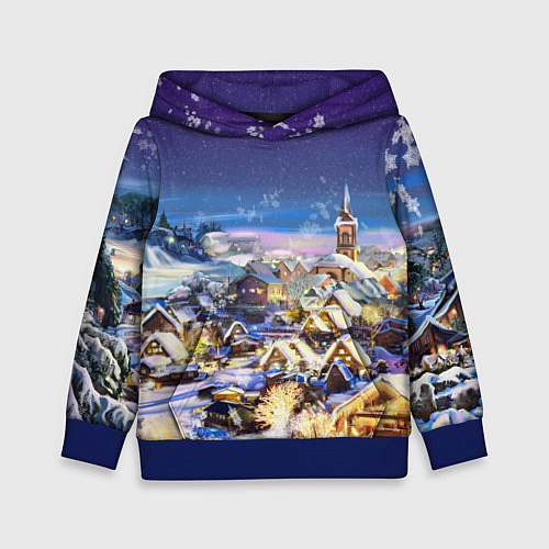 Детская толстовка Рождественская деревня / 3D-Синий – фото 1