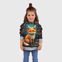 Толстовка-худи детская Лиса в Folk Art стиле, цвет: 3D-меланж — фото 2