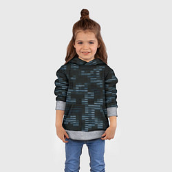 Толстовка-худи детская Чёрные и синие блоки во тьме, цвет: 3D-меланж — фото 2