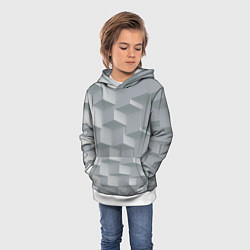 Толстовка-худи детская Серое множество объёмных блоков, цвет: 3D-белый — фото 2