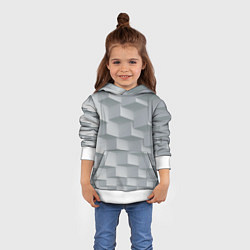 Толстовка-худи детская Серое множество объёмных блоков, цвет: 3D-белый — фото 2