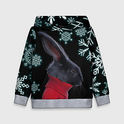 Толстовка-худи детская Зимний кролик в свитере, цвет: 3D-меланж