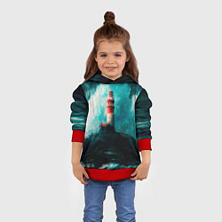 Толстовка-худи детская Бушующее море, цвет: 3D-красный — фото 2