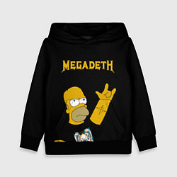 Толстовка-худи детская Megadeth Гомер Симпсон рокер, цвет: 3D-черный