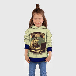 Толстовка-худи детская Программист в винтажном стиле, цвет: 3D-синий — фото 2