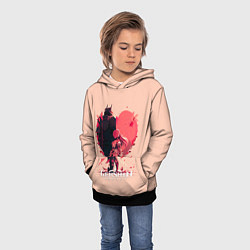 Толстовка-худи детская Геншин Импакт, героиня на фоне сердца, цвет: 3D-черный — фото 2