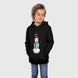 Толстовка-худи детская Новогодний снеговик с шарфом, цвет: 3D-черный — фото 2