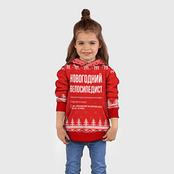 Толстовка-худи детская Новогодний велосипедист: свитер с оленями, цвет: 3D-красный — фото 2