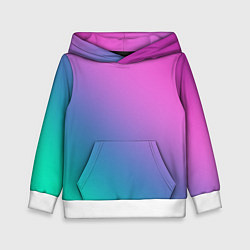 Толстовка-худи детская Розовый с бирюзовым и синим градиент, цвет: 3D-белый