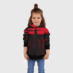 Толстовка-худи детская Город в красном цвете, цвет: 3D-черный — фото 2