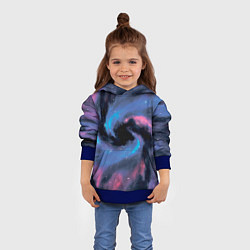 Толстовка-худи детская Ручная роспись галактики акварелью, цвет: 3D-синий — фото 2