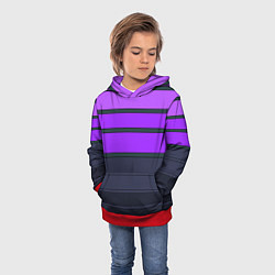 Толстовка-худи детская Полосатый узор в серых и фиолетовых тонах, цвет: 3D-красный — фото 2