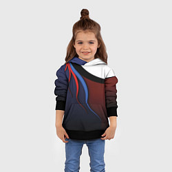 Толстовка-худи детская Синие, красные и белые разводы, цвет: 3D-черный — фото 2