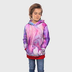 Толстовка-худи детская Разлитая смешанная краска, цвет: 3D-красный — фото 2
