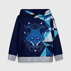 Толстовка-худи детская Голова синей лисы, цвет: 3D-меланж