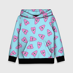 Толстовка-худи детская Глазастое сердечко, цвет: 3D-черный
