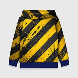 Толстовка-худи детская WARNING - желто-черные полосы, цвет: 3D-синий