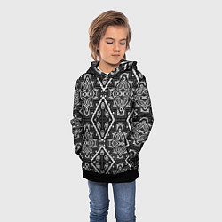 Толстовка-худи детская Черно-белый этнический восточный орнамент, цвет: 3D-черный — фото 2