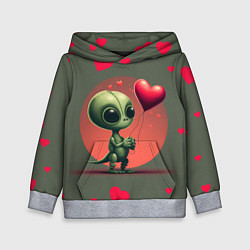 Толстовка-худи детская Влюбленный инопланетянин, цвет: 3D-меланж