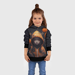 Толстовка-худи детская Девочка в оранжевой толстовке, цвет: 3D-черный — фото 2