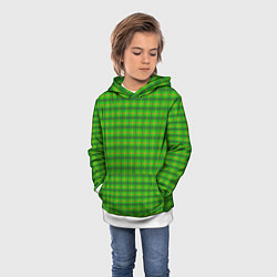 Толстовка-худи детская Шотландка зеленая крупная, цвет: 3D-белый — фото 2