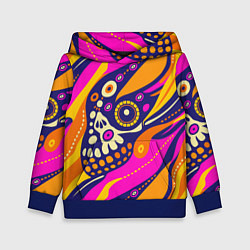 Толстовка-худи детская Абстрактный узор мексиканская чупакабра, цвет: 3D-синий