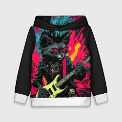 Толстовка-худи детская Rocker Cat on a dark background - C-Cats collectio, цвет: 3D-белый