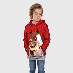 Толстовка-худи детская Человек - бензопила Пауэр и иероглифы, цвет: 3D-меланж — фото 2