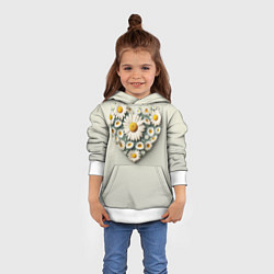 Толстовка-худи детская Ромашковое сердце, цвет: 3D-белый — фото 2