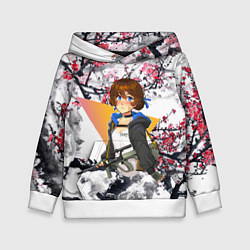 Толстовка-худи детская Девушка с AUG, цвет: 3D-белый