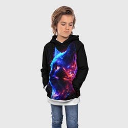 Толстовка-худи детская Неоновый котёнок, цвет: 3D-белый — фото 2